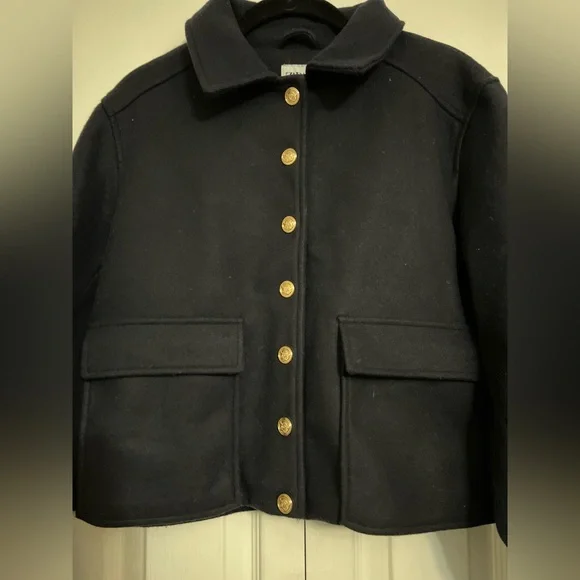 Zara Midnight Blue Utility Jacket with Gold Accents - Picture 2 of 7